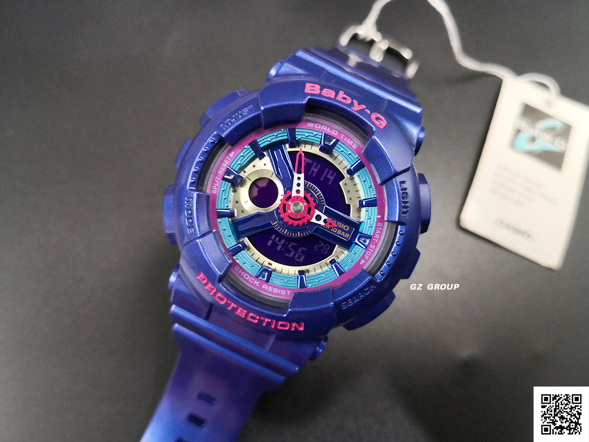 CASIO BABY-G นาฬิกาข้อมือ นาฬิกากันน้ำ นาฬิกาของแท้ ประกันศูนย์ CMG 1 ปี รุ่น BA-112-2A นาฬิกาสีน้ำเงิน