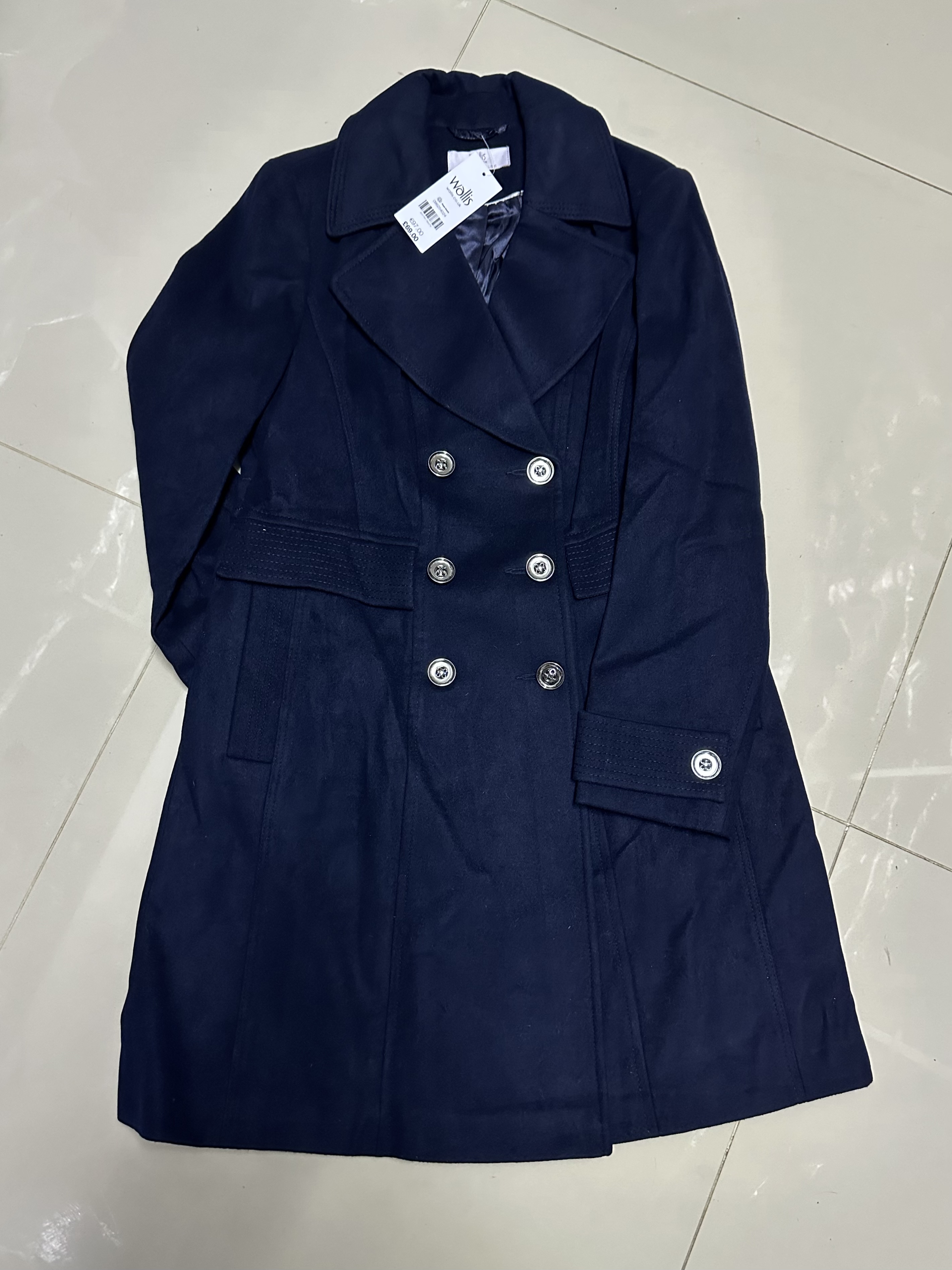 Wallis เสื้อโค้ท เสื้อกันหนาว เนื้อผ้าสักหลาดวูล สีกรม แบรนด Wallis petite