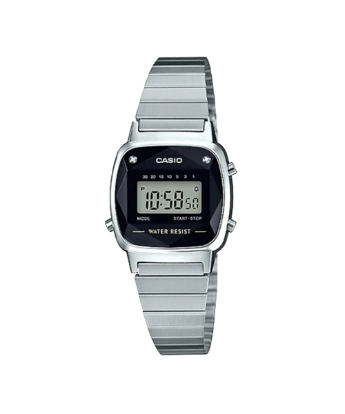 CASIO นาฬิกาคาสิโอ นาฬิกาข้อมือ นาฬิกากันน้ำ นาฬิกาของแท้ ประกันศูนย์ CMG 1 ปี รุ่น LA670WAD-1 นาฬิกาสีเงิน
