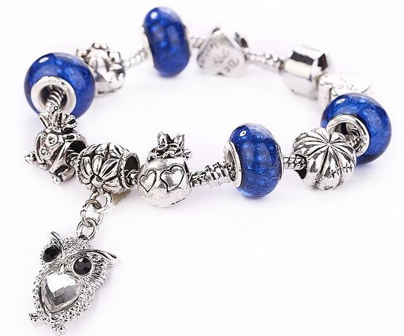 สร้อยข้อมือ Diy สไตล์ Pandora แต่ง ชาร์ม ตัวกวาง คริสมาสต์ ถุงเงิน มงคล ห้อยจี้ นกฮูก สีเงิน ผลฟักทอง สลับ Glass Bead สีสดใส ของขวัญพิเศษ 10392