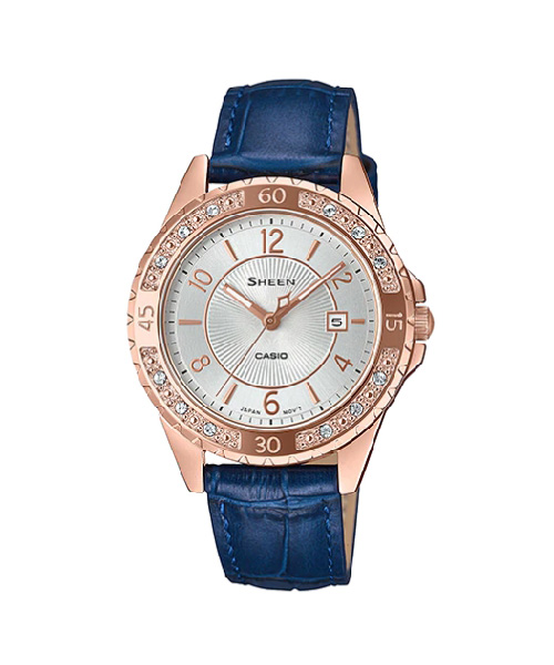 CASIO SHEEN นาฬิกาข้อมือ นาฬิกากันน้ำ นาฬิกาของแท้ ประกันศูนย์ CMG 1 ปี รุ่น SHE-4532PGL-7A นาฬิกาสีเงิน