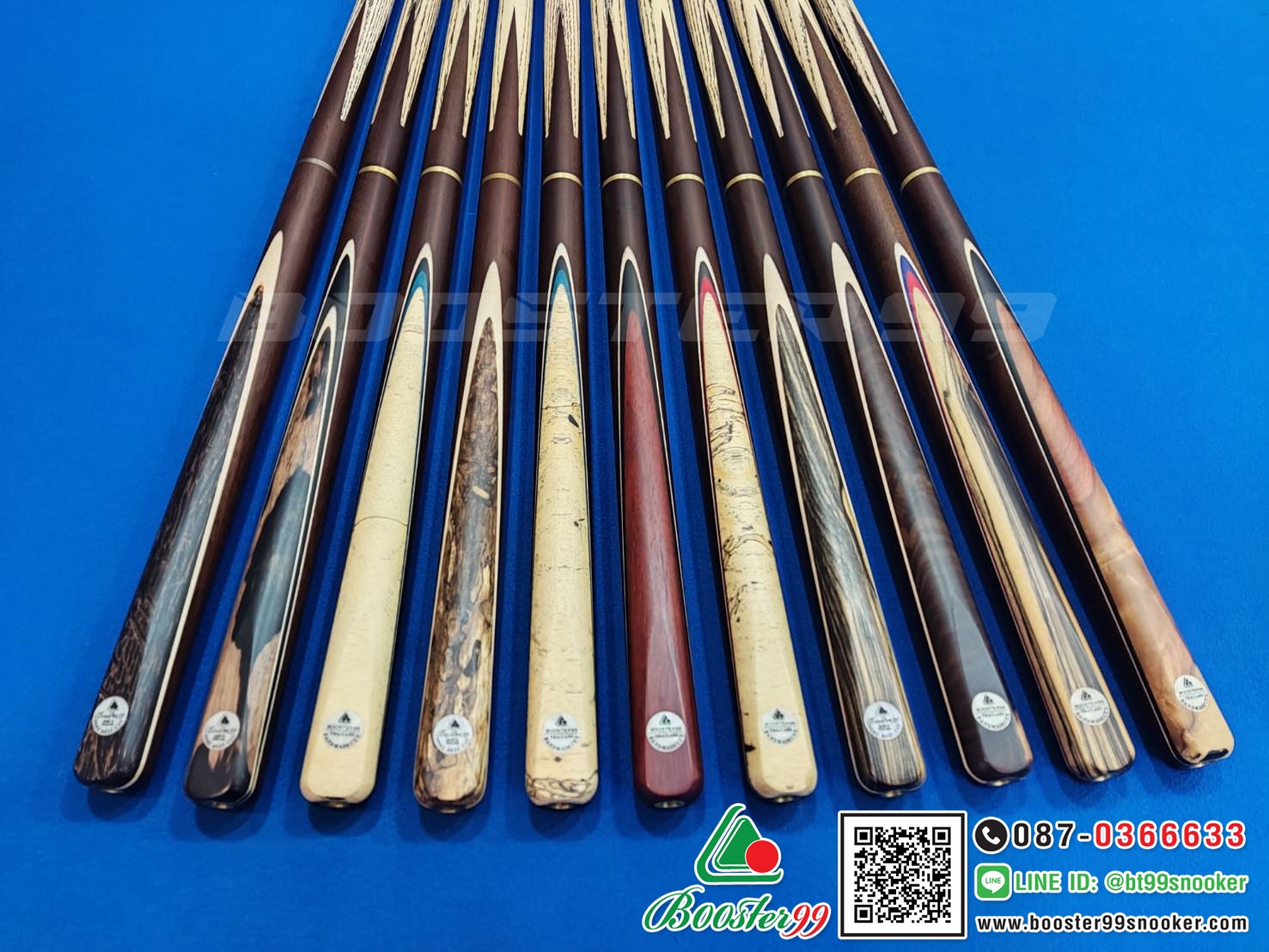 [MB07] ไม้คิว 2ท่อน จำปาแหลม 5 จำปา (ป้ายขาว)