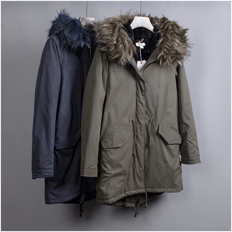 Nice&chic เสื้อโค้ทฮูท กันหนาว เสื้อParka สีเขียวแต่งขนเฟอร์ (เฟอร์ถอดได้คะ) งานสวย บุนวมอุ่น ใส่ติดลบได้เลยคะ Size L/XL/XXL สำเนา เขียว