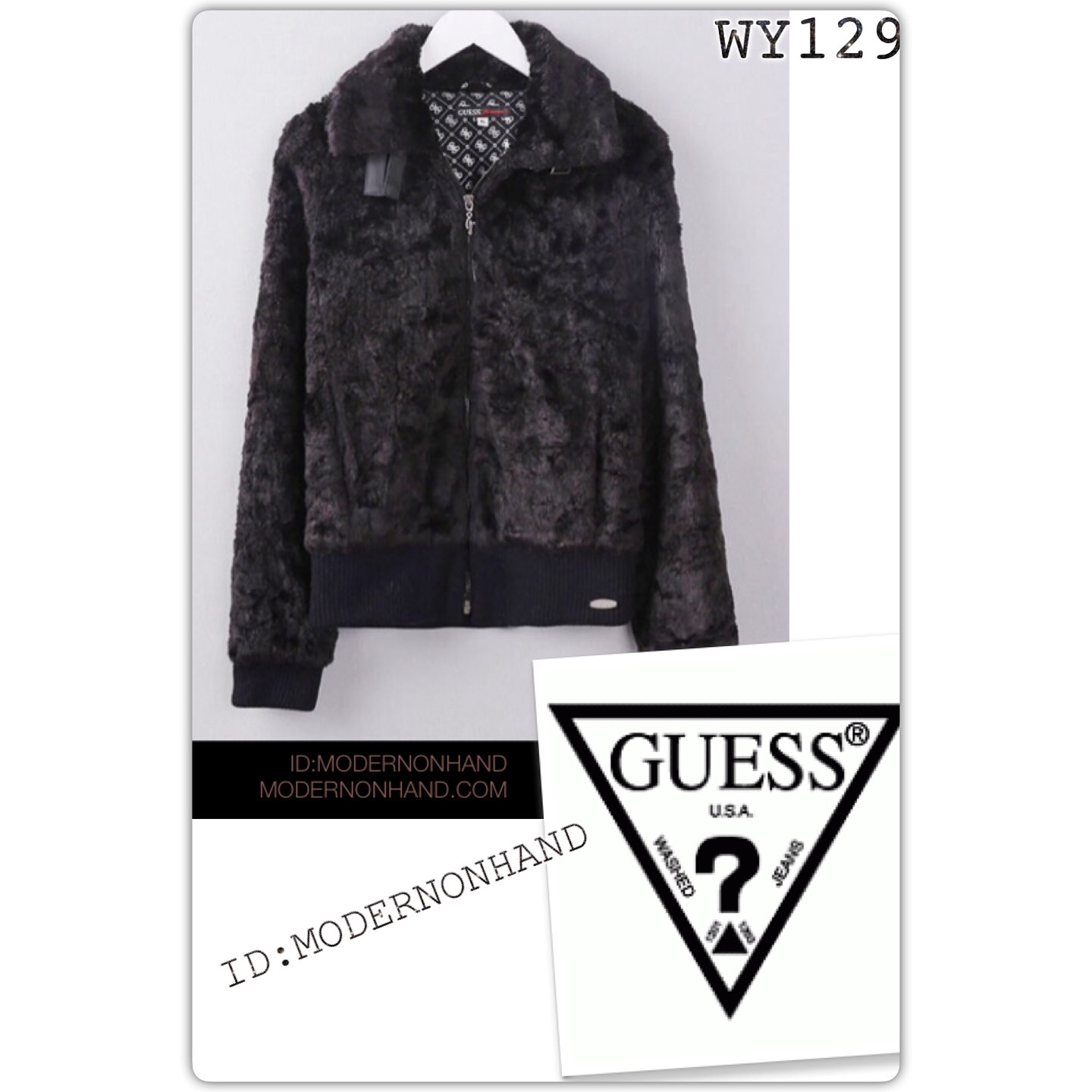 Guess เสื้อกันหนาว แบรนด์เนม Guess แต่งขนฟู แขนเอวจั๊มพ์ คอปกใส่ได้2 แบบ สวยหรู ขนเนียนนุ่ม ติดtag เหล็กguess ขอบเอว หัวซิบ สวย อุ่นมากคะ Size M/L ดำ