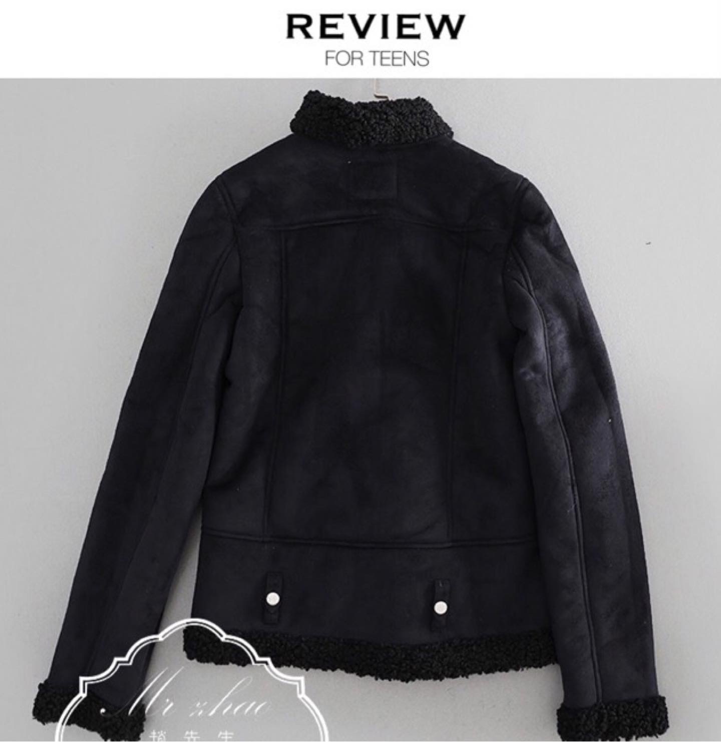 เสื้อโค้ท กันหนาว Pea coat หนังกลับ สีดำ REVIEW ดำ