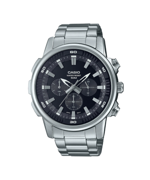 CASIO นาฬิกาคาสิโอ นาฬิกาข้อมือ นาฬิกากันน้ำ นาฬิกาของแท้ ประกันศูนย์ CMG 1 ปี รุ่น MTP-E505D-1A นาฬิกาสีเงิน