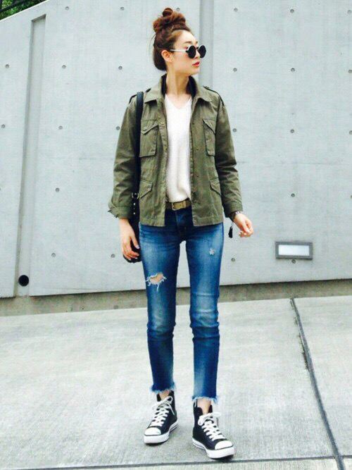 FRJ jeans เสื้อนอกเขียวทหาร เสื้อแจ็คเก็ต แนวทหาร แบรนด์FRJ เขียว
