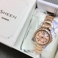 CASIO SHEEN นาฬิกาข้อมือ นาฬิกากันน้ำ นาฬิกาของแท้ ประกันศูนย์ CMG 1 ปี รุ่น SHE-3052PG-9A นาฬิกาสีน้ำตาล