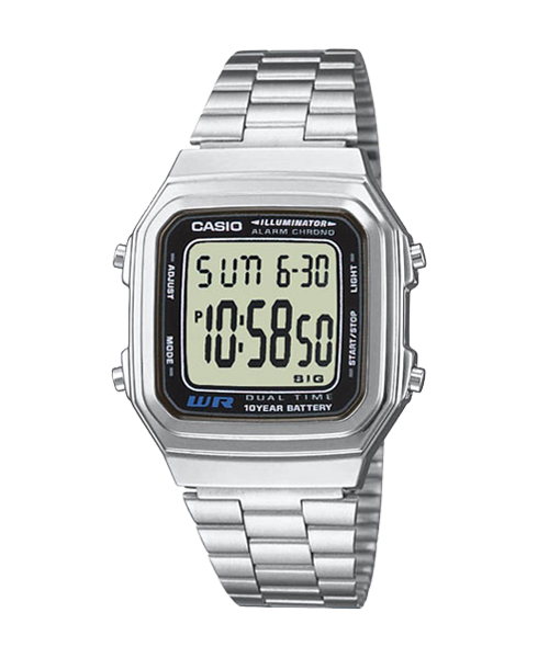 CASIO นาฬิกาคาสิโอ นาฬิกาข้อมือ นาฬิกากันน้ำ นาฬิกาของแท้ ประกันศูนย์ CMG 1 ปี รุ่น A-178WA-1A นาฬิกาสีเงิน