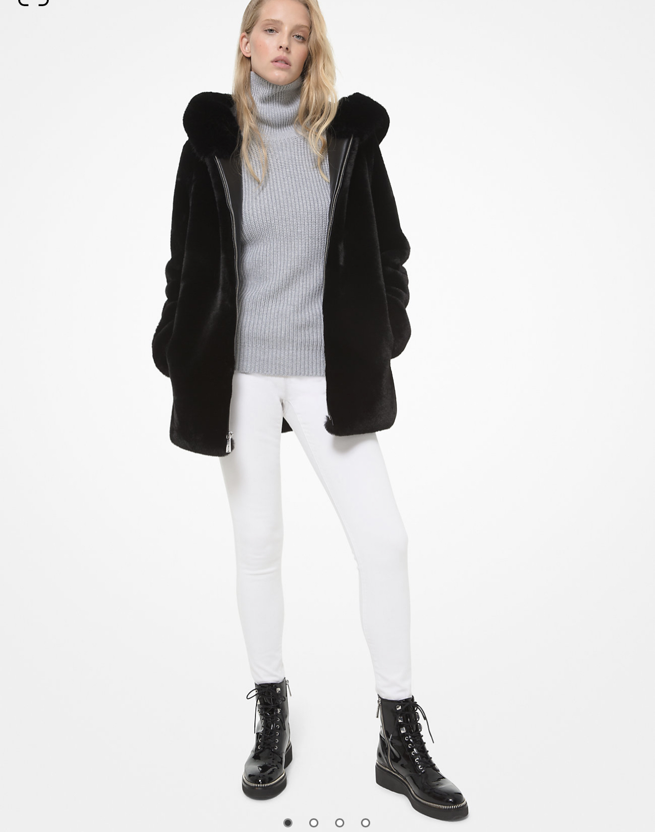 pepco เสื้อเฟอร์กันหนาว หมวกฮู้ด เสื้อขน FLUFFY Coat แบรนด์ PEPCO ดำ / เบจ