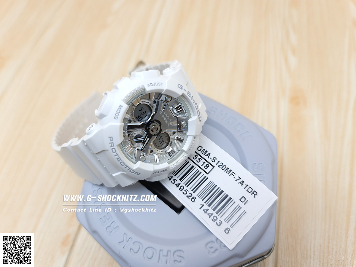 CASIO G-SHOCK นาฬิกาข้อมือ นาฬิกากันน้ำ นาฬิกาของแท้ ประกันศูนย์ CMG 1 ปี รุ่น GMA-S120MF-7A1 นาฬิกาสีขาว