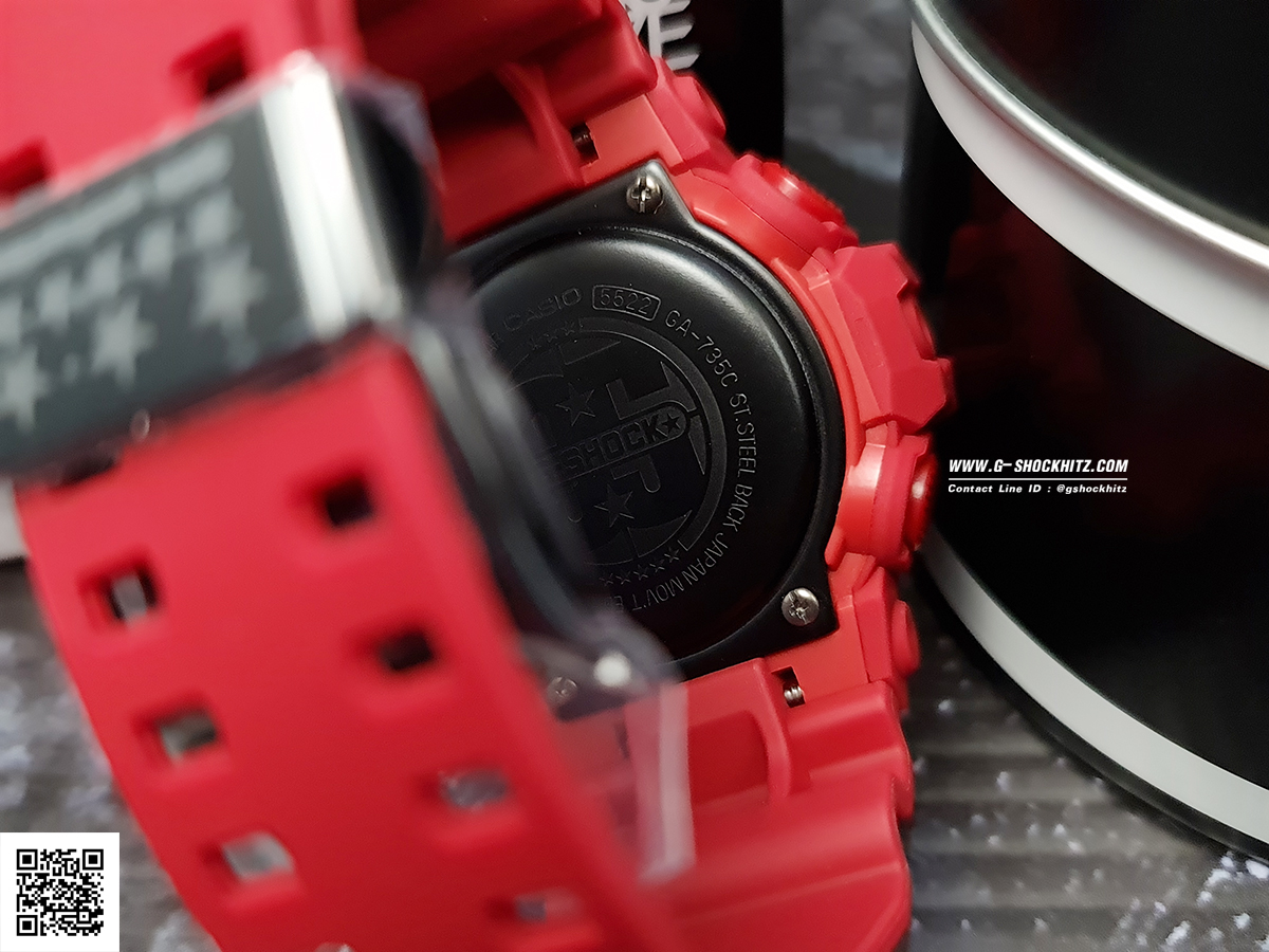 CASIO MID YEAR SALE G-SHOCK พร้อมส่ง นาฬิกาข้อมือ นาฬิกากันน้ำ นาฬิกาของแท้ ประกันศูนย์ CMG 1 ปี รุ่น GA-735C-4A นาฬิกาสีแดง