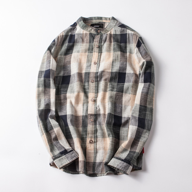 CGG เสื้อเชิ้ต แขนยาว เชิ้ตลายchecked โทนสีหรู