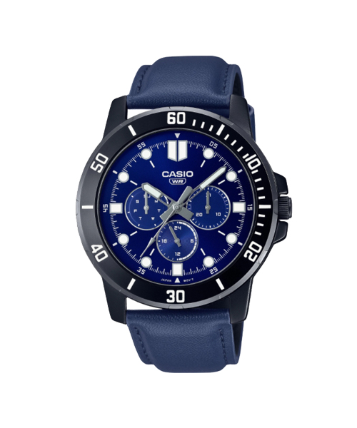 CASIO นาฬิกาคาสิโอ นาฬิกาข้อมือ นาฬิกากันน้ำ นาฬิกาของแท้ ประกันศูนย์ CMG 1 ปี รุ่น MTP-VD300BL-2E นาฬิกาสีน้ำเงิน
