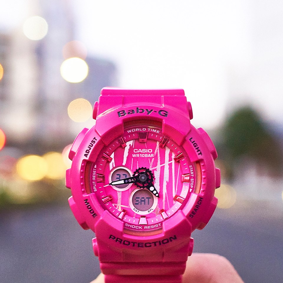 CASIO BABY-G นาฬิกาข้อมือ นาฬิกากันน้ำ นาฬิกาของแท้ ประกันศูนย์ CMG 1 ปี รุ่น BA-120SP-4A นาฬิกาสีชมพู