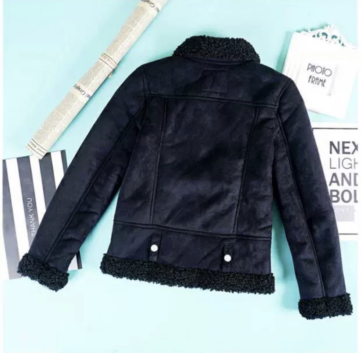 เสื้อโค้ท กันหนาว Pea coat หนังกลับ สีดำ REVIEW ดำ