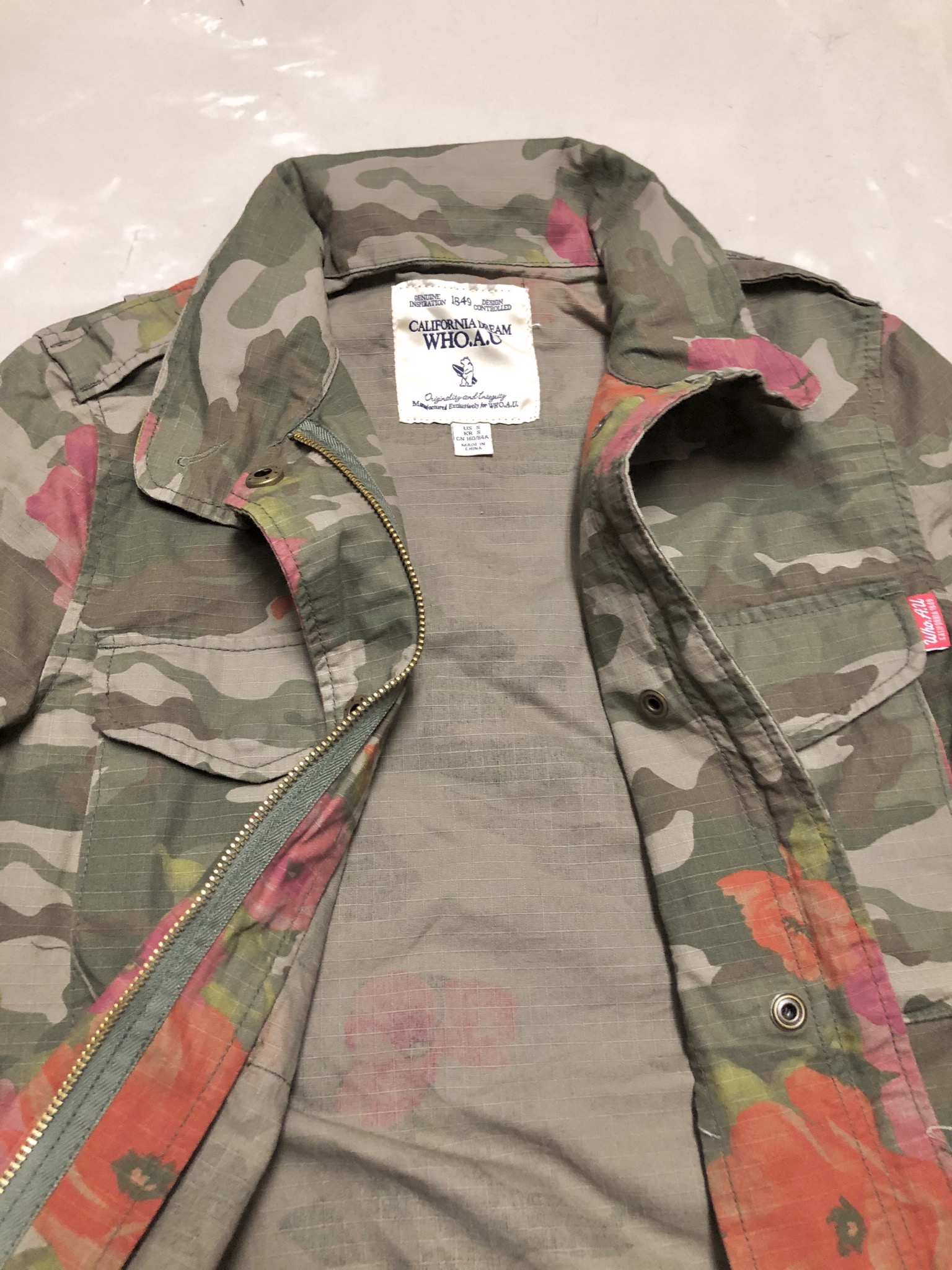 Who.au เสื้อนอกทหาร เสื้อแจ็คเก็ต ลายพรางFlora camo แนวทหาร แพทเทินสวย เท่ห์ มาก แบรนด์Who.Au คะ สำเนา สำเนา สำเนา สำเนา สำเนา เขียว