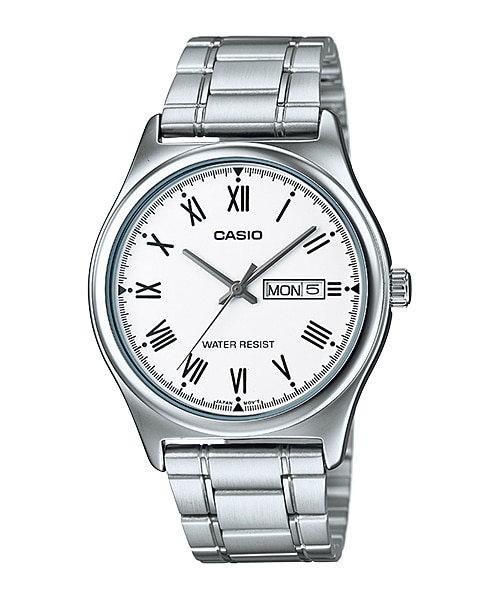 CASIO นาฬิกาคาสิโอ นาฬิกาข้อมือ นาฬิกากันน้ำ นาฬิกาของแท้ ประกันศูนย์ CMG 1 ปี รุ่น MTP-V006D-7B นาฬิกาสีเงิน