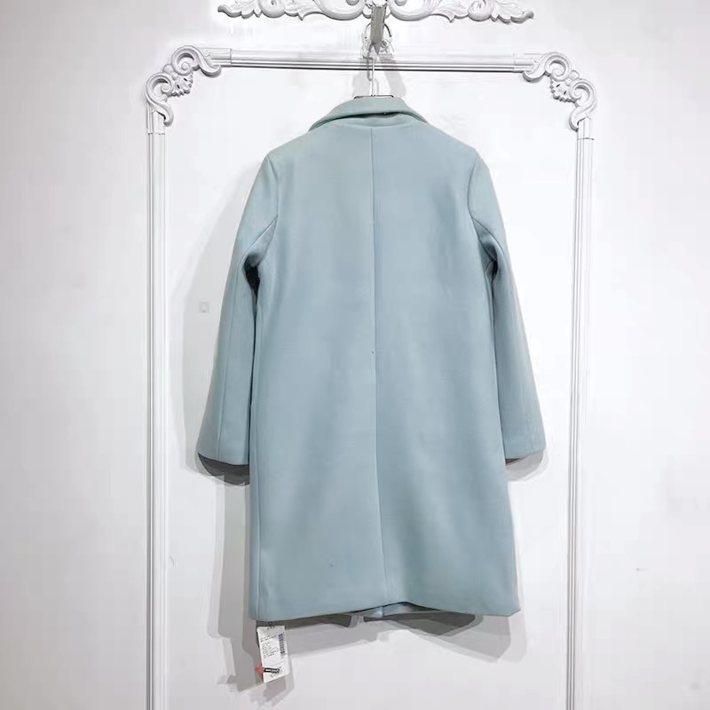 Ozoc เสื้อโค้ท เสื้อกันหนาว เนื้อผ้าสักหลาดวูล สีฟ้าพาสเทล แบรนด์ JOICES