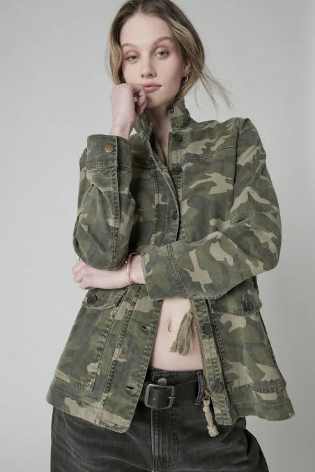 LUCKY BRAND เสื้อนอกเขียวทหาร เสื้อแจ็คเก็ต แนวทหาร แพทเทิน Lucky brandสวย เท่ห์ มาก แบรนด์ In extenso สำเนา เขียว