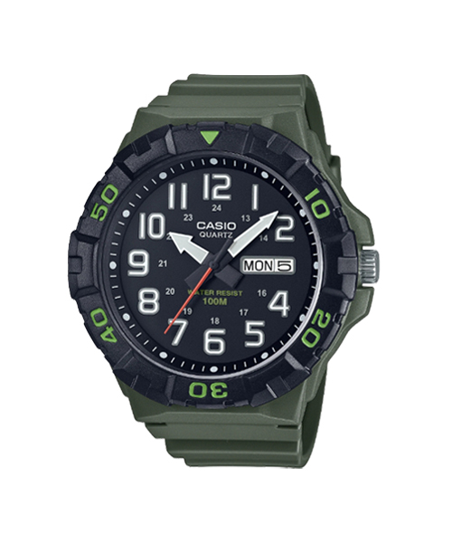 CASIO นาฬิกาคาสิโอ นาฬิกาข้อมือ นาฬิกากันน้ำ นาฬิกาของแท้ ประกันศูนย์ CMG 1 ปี รุ่น MRW-210H-3A นาฬิกาสีเขียว