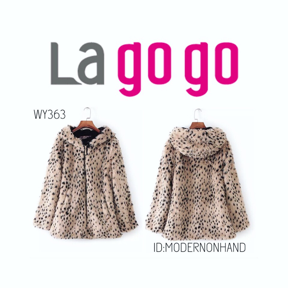La gogo เสื้อกันหนาว เสื้อโค้ท แต่งขน ลายเสือ เสื้อขน เสื้อคลุม แบรนด์เนม La Go Go แท้100%สวยหรู ไซส์ S/M/L ลายเสือ