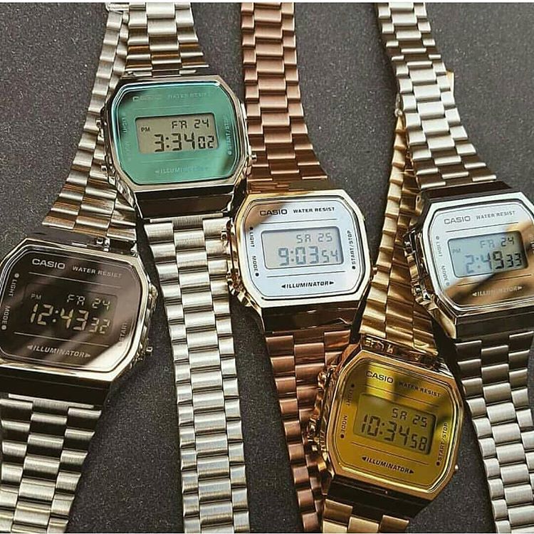 CASIO นาฬิกาคาสิโอ นาฬิกาข้อมือ นาฬิกากันน้ำ นาฬิกาของแท้ ประกันศูนย์ CMG 1 ปี รุ่น A168WECM-5D นาฬิกาสีน้ำตาล