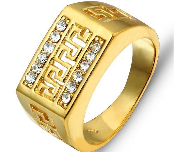 แหวนผู้ชาย แหวนทอง 18 K ฝังเพชร CZ AAA ลายโบราณ แหวนทอง วงใหญ่ หน้าแหวน สี่เหลี่ยม ใส่ออกงาน สวย ๆ ของขวัญให้แฟน 272660
