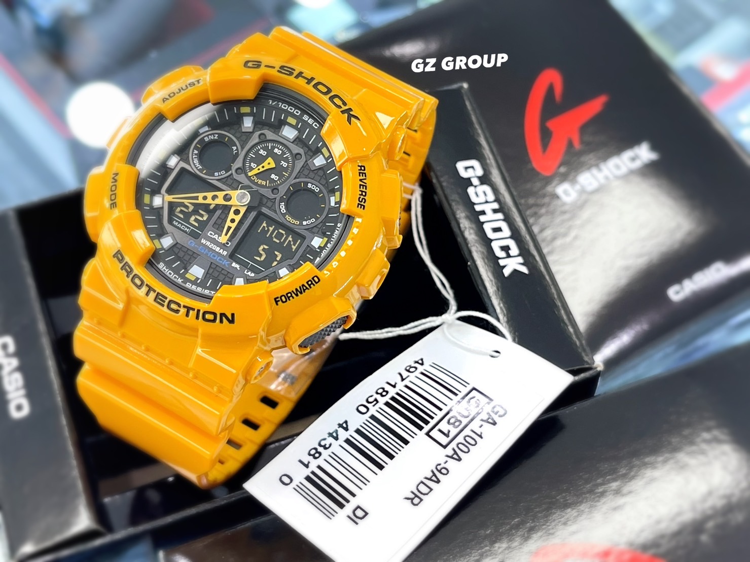 CASIO G-SHOCK นาฬิกาข้อมือ นาฬิกากันน้ำ นาฬิกาของแท้ ประกันศูนย์ CMG 1 ปี รุ่น GA-100A-9A นาฬิกาสีเหลือง