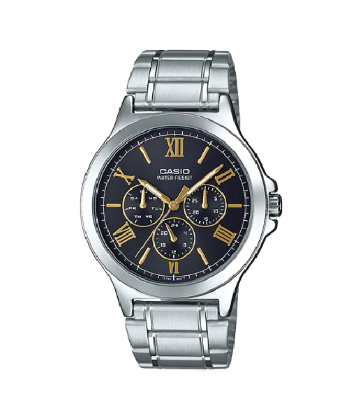 CASIO นาฬิกาคาสิโอ นาฬิกาข้อมือ นาฬิกากันน้ำ นาฬิกาของแท้ ประกันศูนย์ CMG 1 ปี รุ่น MTP-V300D-1A2 นาฬิกาสีเงิน