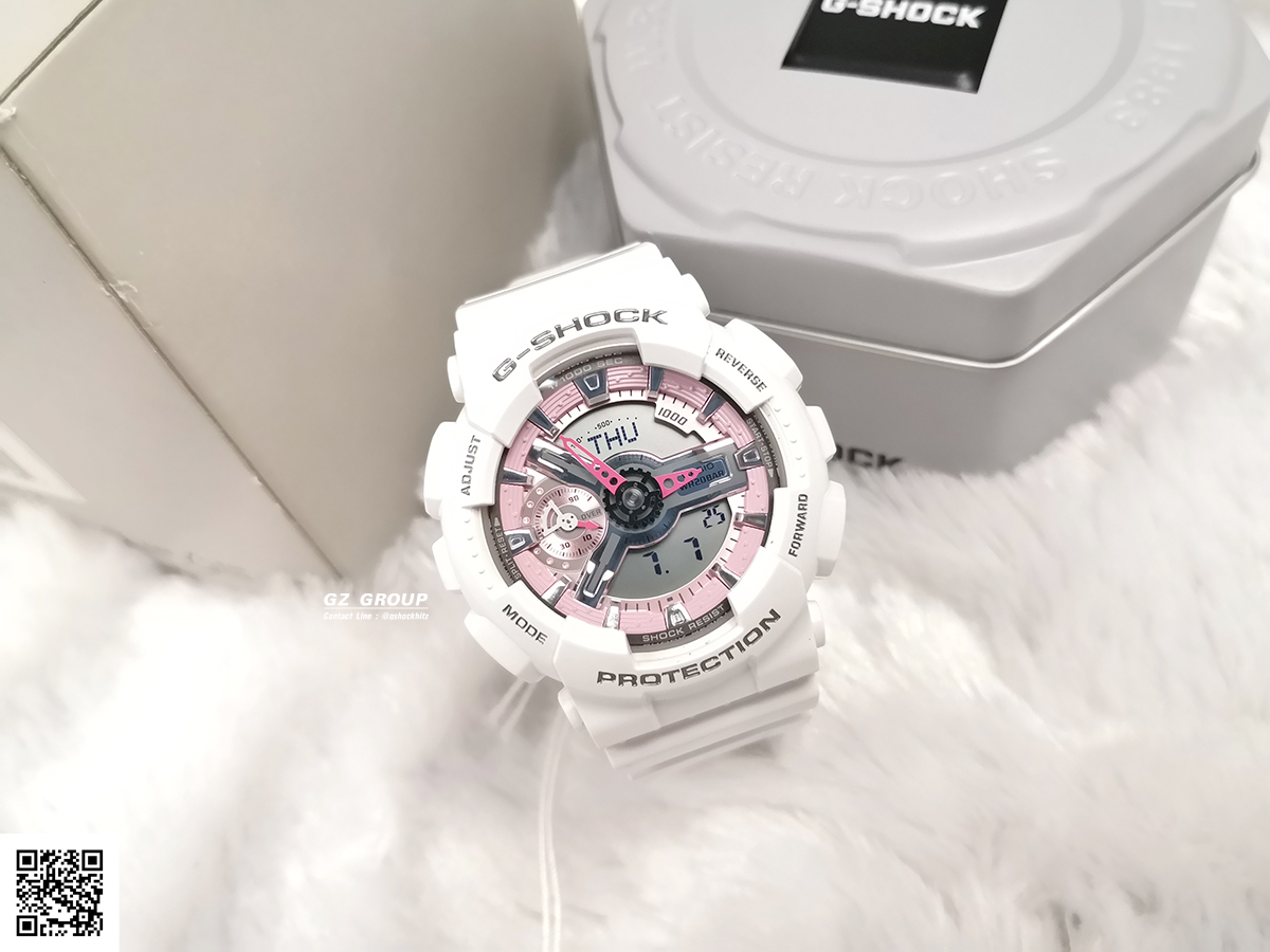 CASIO MID YEAR SALE G-SHOCK พร้อมส่ง นาฬิกาข้อมือ นาฬิกากันน้ำ นาฬิกาของแท้ ประกันศูนย์ CMG 1 ปี รุ่น GMA-S110MP-7A นาฬิกาสีขาว