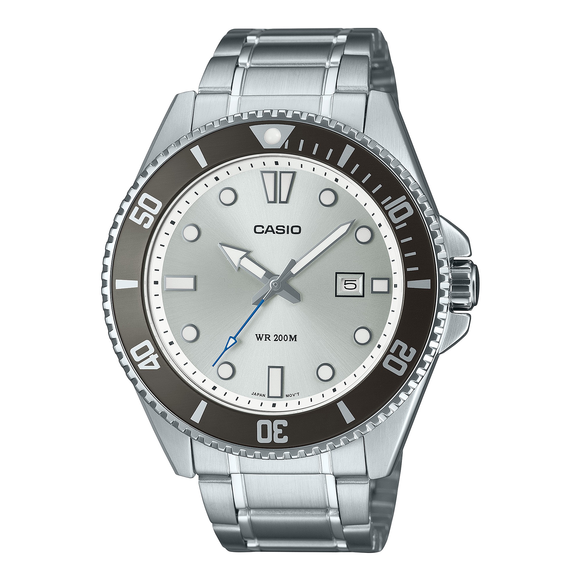 CASIO นาฬิกาคาสิโอ นาฬิกาข้อมือ นาฬิกากันน้ำ นาฬิกาของแท้ ประกันศูนย์ CMG 1 ปี รุ่น MDV-107D-7A นาฬิกาสีเงิน