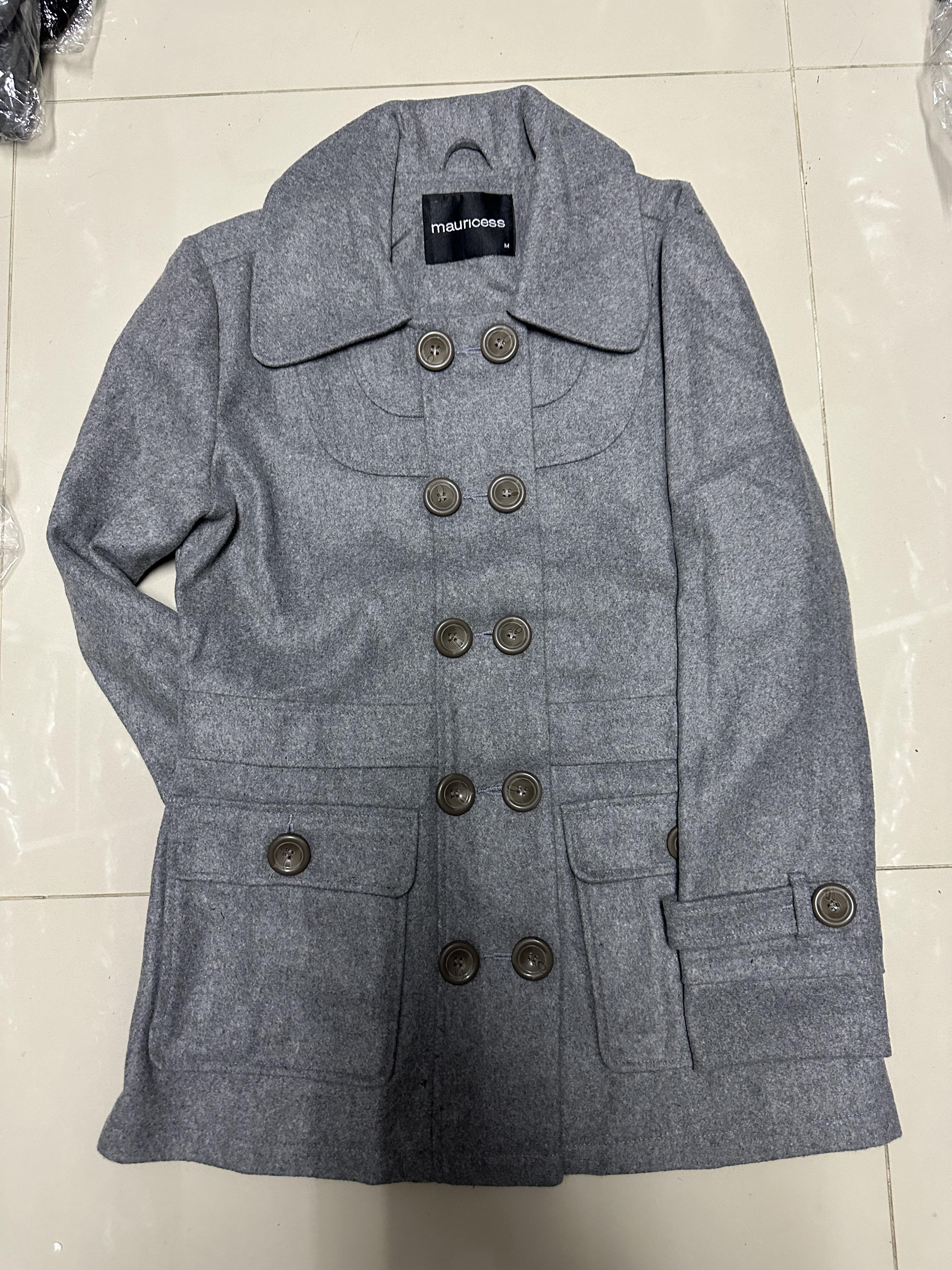 เสื้อโค้ท เสื้อกันหนาว เนื้อผ้าสักหลาดวูล Peacoat สีเทา แต่งกระดุมสองแถว แบรนด์ MAURICES