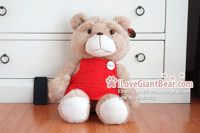 ตุ๊กตาหมี TED ใส่ผ้ากันเปื้อน ไซค์ใหญ่ 60cm จากหนังเรื่อง TED หมีไม่แอ๊บ แสบได้อีก