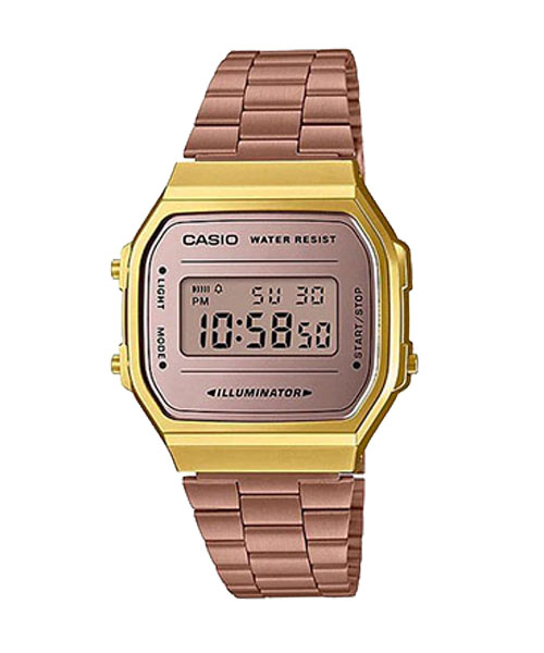CASIO นาฬิกาคาสิโอ นาฬิกาข้อมือ นาฬิกากันน้ำ นาฬิกาของแท้ ประกันศูนย์ CMG 1 ปี รุ่น A168WECM-5D นาฬิกาสีน้ำตาล