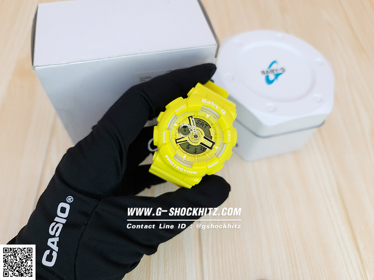 CASIO BABY-G นาฬิกาข้อมือ นาฬิกากันน้ำ นาฬิกาของแท้ ประกันศูนย์ CMG 1 ปี รุ่น BA-110BC-9A นาฬิกาสีเหลือง