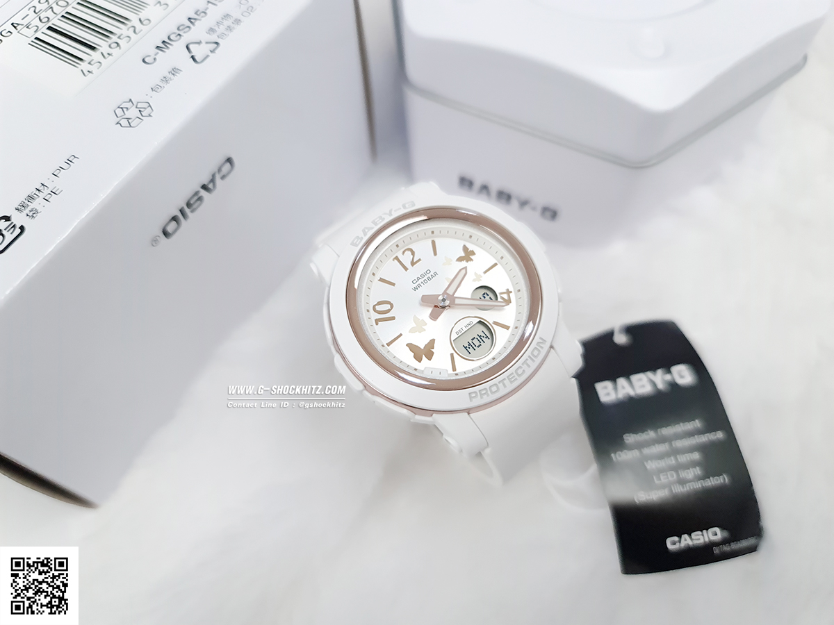 CASIO BABY-G นาฬิกาข้อมือ นาฬิกากันน้ำ นาฬิกาของแท้ ประกันศูนย์ CMG 1 ปี รุ่น BGA-290BD-7A นาฬิกาสีขาว