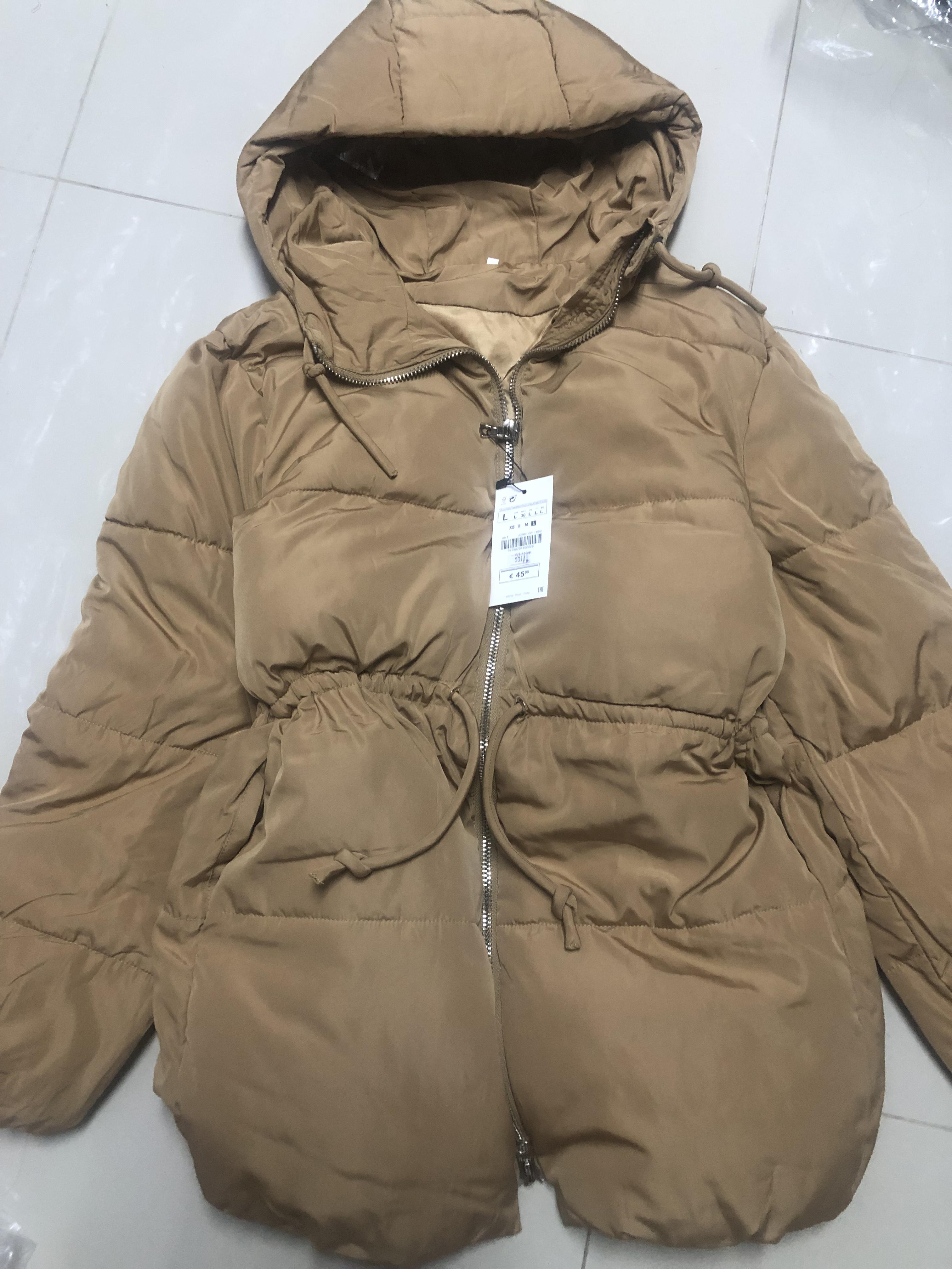 เสื้อกันหนาว เสื้อฮู้ดเฟอร์ บุนวมอุ่น สีนู้ดส้ม แบรนด์ Cranberry jeans (padded puffer coat สำเนา
