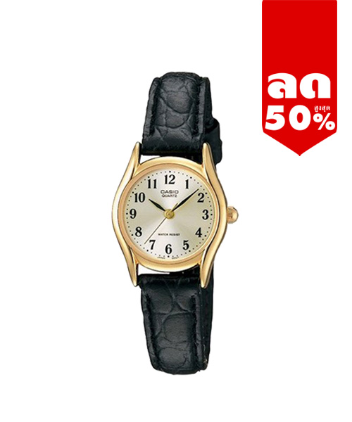 CASIO นาฬิกาคาสิโอ นาฬิกาข้อมือ นาฬิกากันน้ำ นาฬิกาของแท้ ประกันศูนย์ CMG 1 ปี รุ่น LTP-1094Q-7B2 นาฬิกาสีทอง