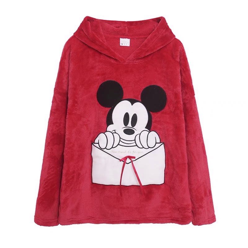 เสื้อฮู้ด วอร์ม สเวตเตอร์ Disney เสื้อมิคกี้ mickey Vintage แขนยาว สีดำ ลายการ์ตูนมิคกี้ งาน DISNEYงานสวย มาก เนื้อผ้า Fleece ฟลีซ แดง