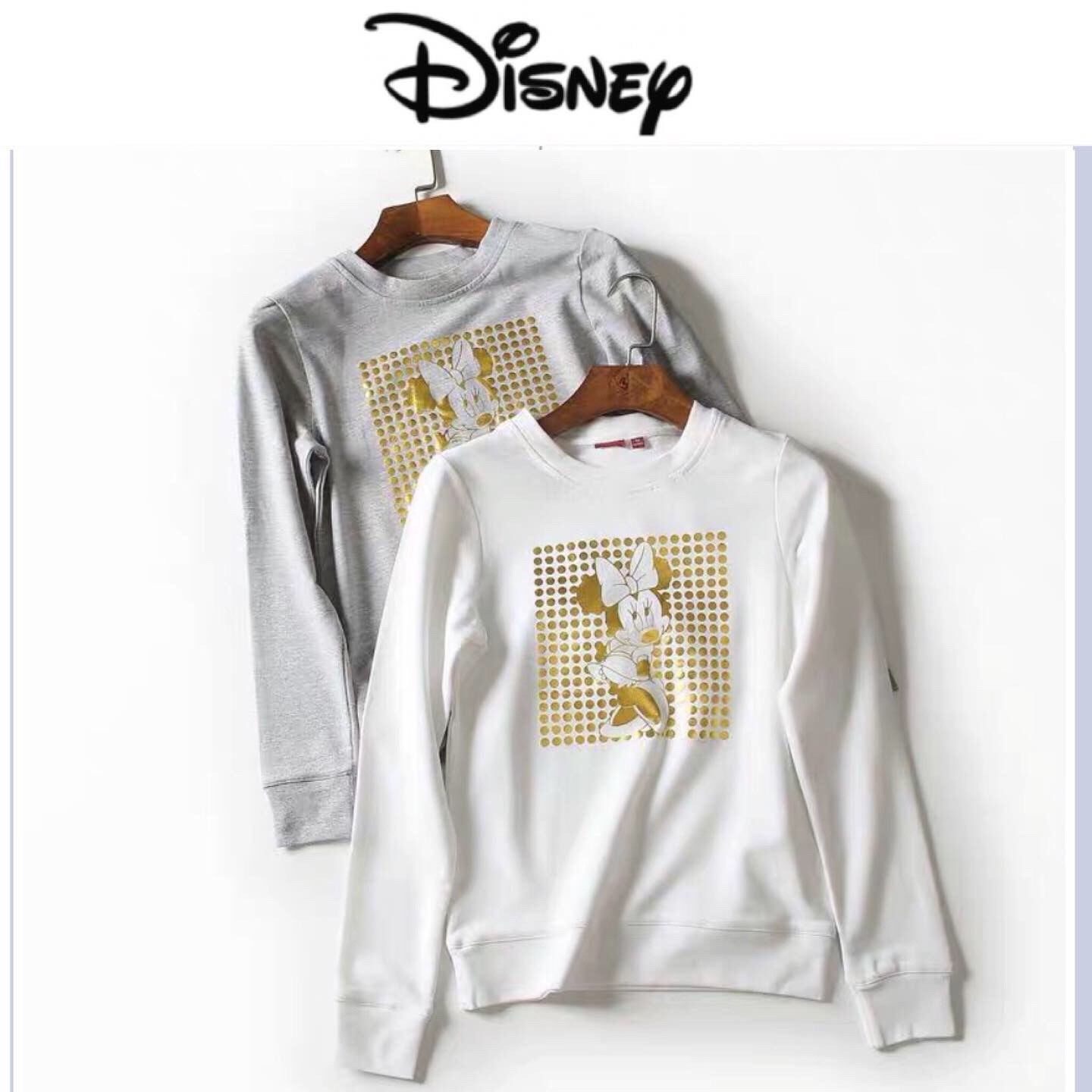 Disney เสื้อสเวตเตอร์ สีเทา แต่งสกรีนหมุดทอง ลายมินนี่ MINNIE งานDISNEY สำเนา เทาอ่อน