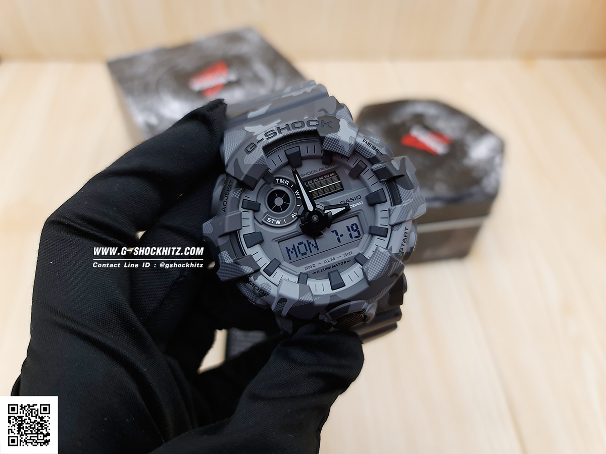 CASIO G-SHOCK นาฬิกาข้อมือ นาฬิกากันน้ำ นาฬิกาของแท้ ประกันศูนย์ CMG 1 ปี รุ่น GA-700CM-8A นาฬิกาสีเทา