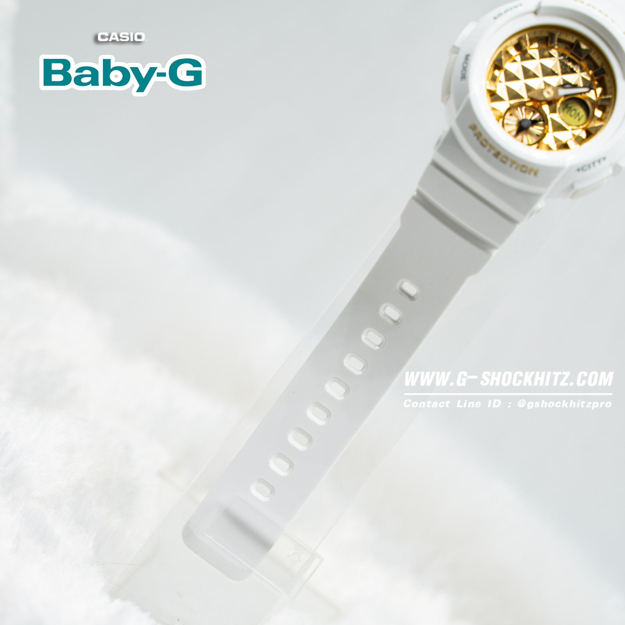 CASIO BABY-G นาฬิกาข้อมือ นาฬิกากันน้ำ นาฬิกาของแท้ ประกันศูนย์ CMG 1 ปี รุ่น BGA-195M-7A นาฬิกาสีขาว