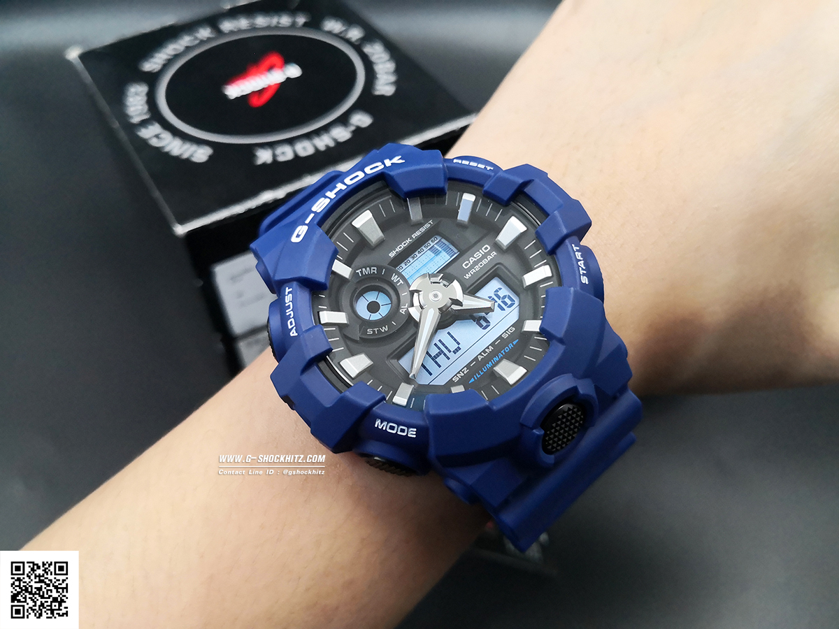 CASIO G-SHOCK นาฬิกาข้อมือ นาฬิกากันน้ำ นาฬิกาของแท้ ประกันศูนย์ CMG 1 ปี รุ่น GA-700-2A นาฬิกาสีน้้ำเงิน