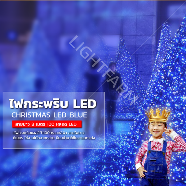 ไฟกระพริบ LED สีฟ้า ไฟประดับตกแต่ง ตามงานเทศกาลต่างๆ