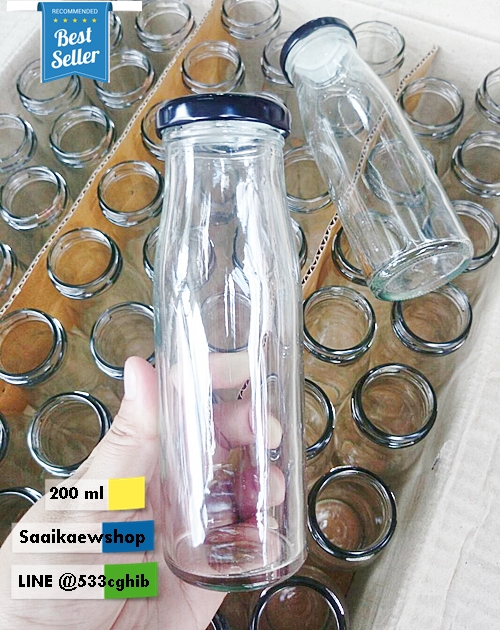 ขวดน้ำผลไม้ 200 ml ฝาสีสดใส (เขียว ฟ้า ชมพู)