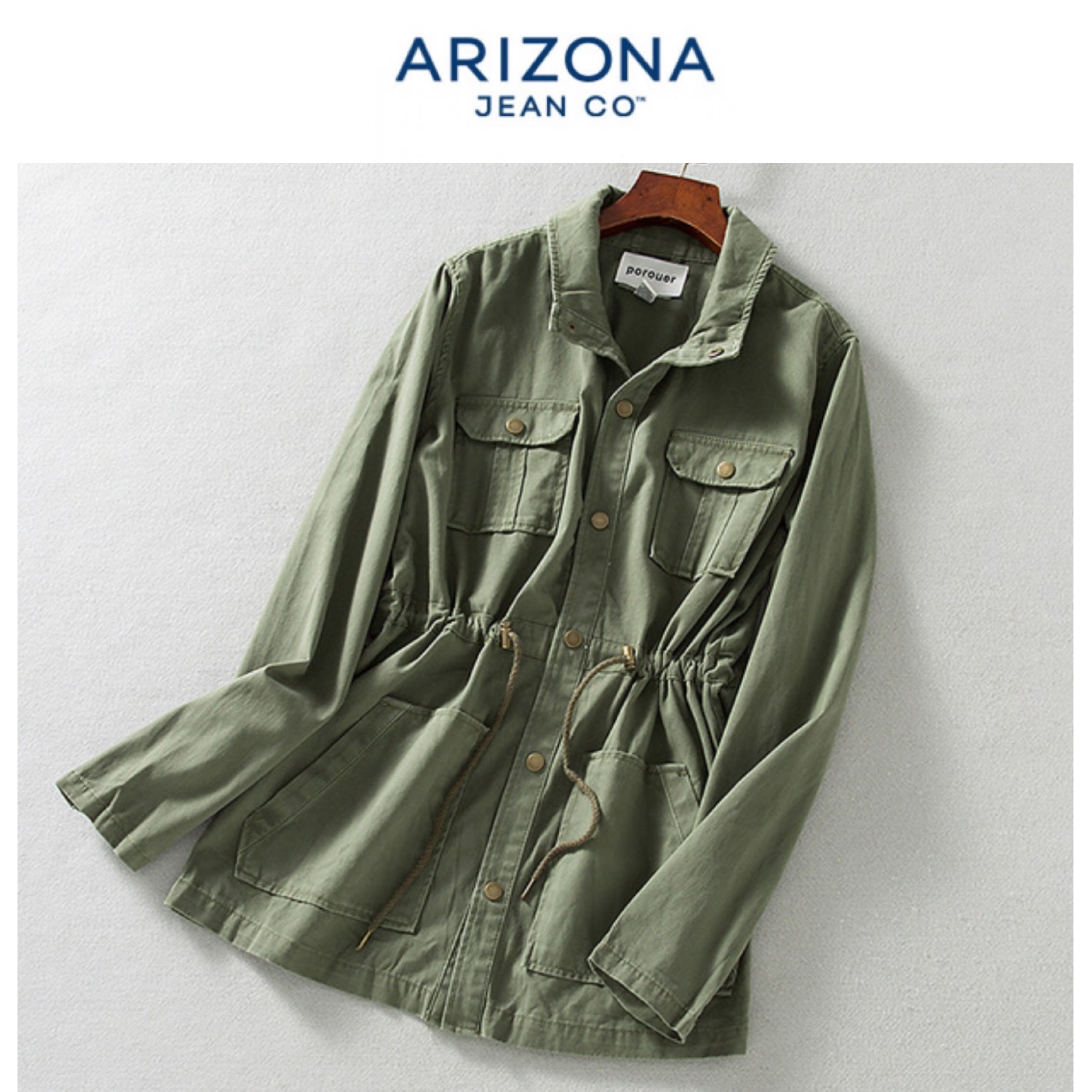 Arizona Jean co เสื้อทหาร เสื้อฮู้ดเขียวทหาร เสื้อนอกแนวทหาร แพทเทินสวย เท่ห์มาก แบรนด์ ARIZONA JEAN CO คะ Size S/M/L/XL สำเนา สำเนา เขียว