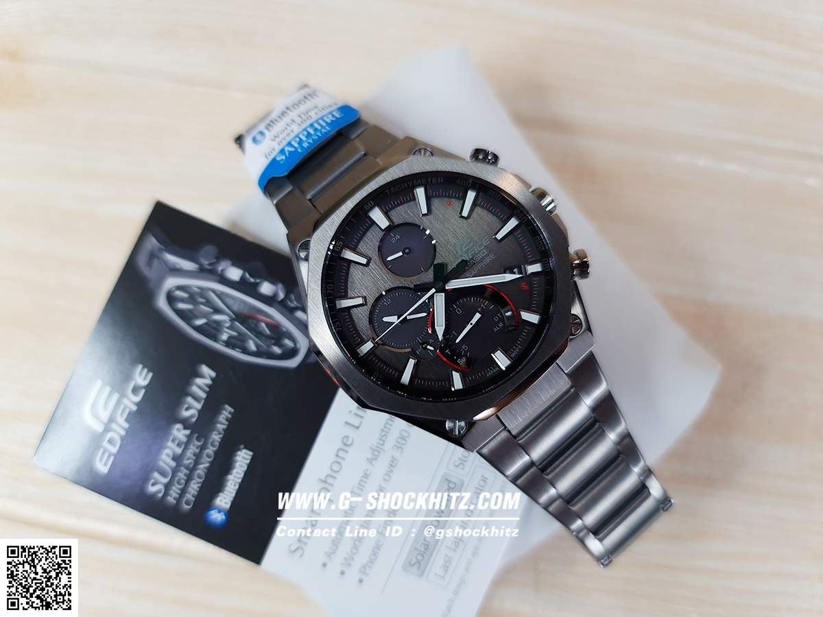 CASIO EDIFICE นาฬิกาข้อมือ นาฬิกากันน้ำ นาฬิกาของแท้ ประกันศูนย์ CMG 1 ปี รุ่น EQB-1100DC-1A นาฬิกาสีดำ