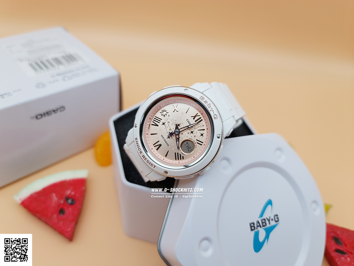 CASIO BABY-G นาฬิกาข้อมือ นาฬิกากันน้ำ นาฬิกาของแท้ ประกันศูนย์ CMG 1 ปี รุ่น BGA-150ST-7A นาฬิกาสีขาว