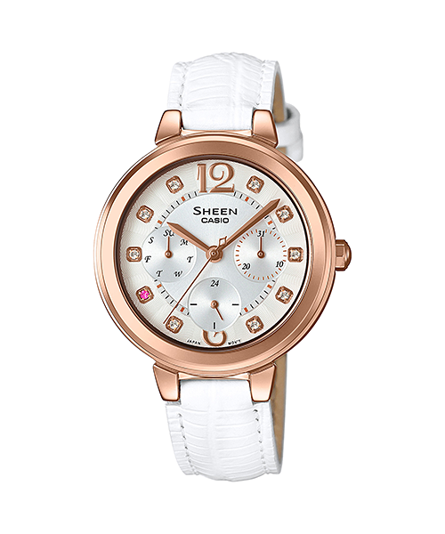 CASIO SHEEN นาฬิกาข้อมือ นาฬิกากันน้ำ นาฬิกาของแท้ ประกันศูนย์ CMG 1 ปี รุ่น SHE-3048PGL-7A นาฬิกาสีขาว